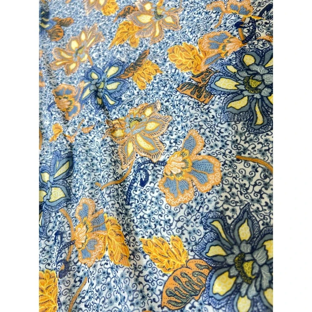 Free People Teegan Mini Dress Medium Blue Yellow‎ Floral Boho Flowy